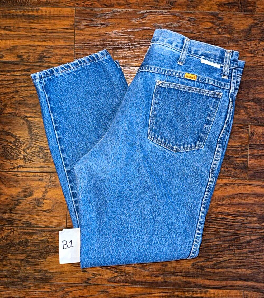 Vintage Rustler 87621 Jeans Mens 35x28 USA Made 80s Straight Leg Denim Blue